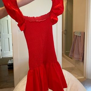 Zara red ruffled mini dress